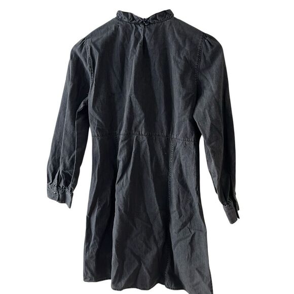 Madewell black mock neck ruffled mini long sleeve cotton dress size 4 academia b - Picture 3 of 8